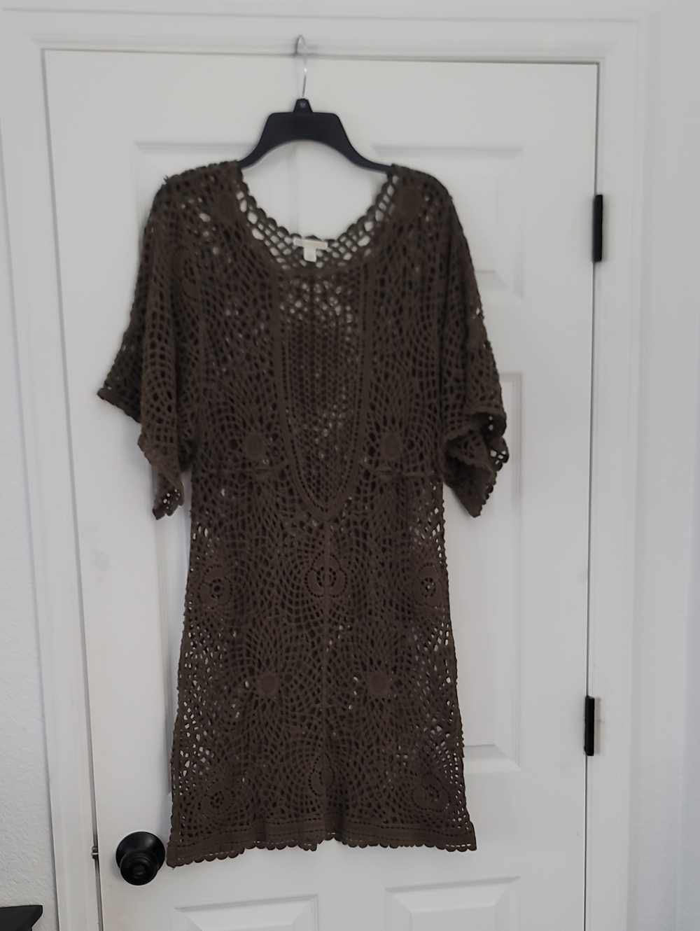 Cato Brown Crochet Swim Cover-Up Tunic
